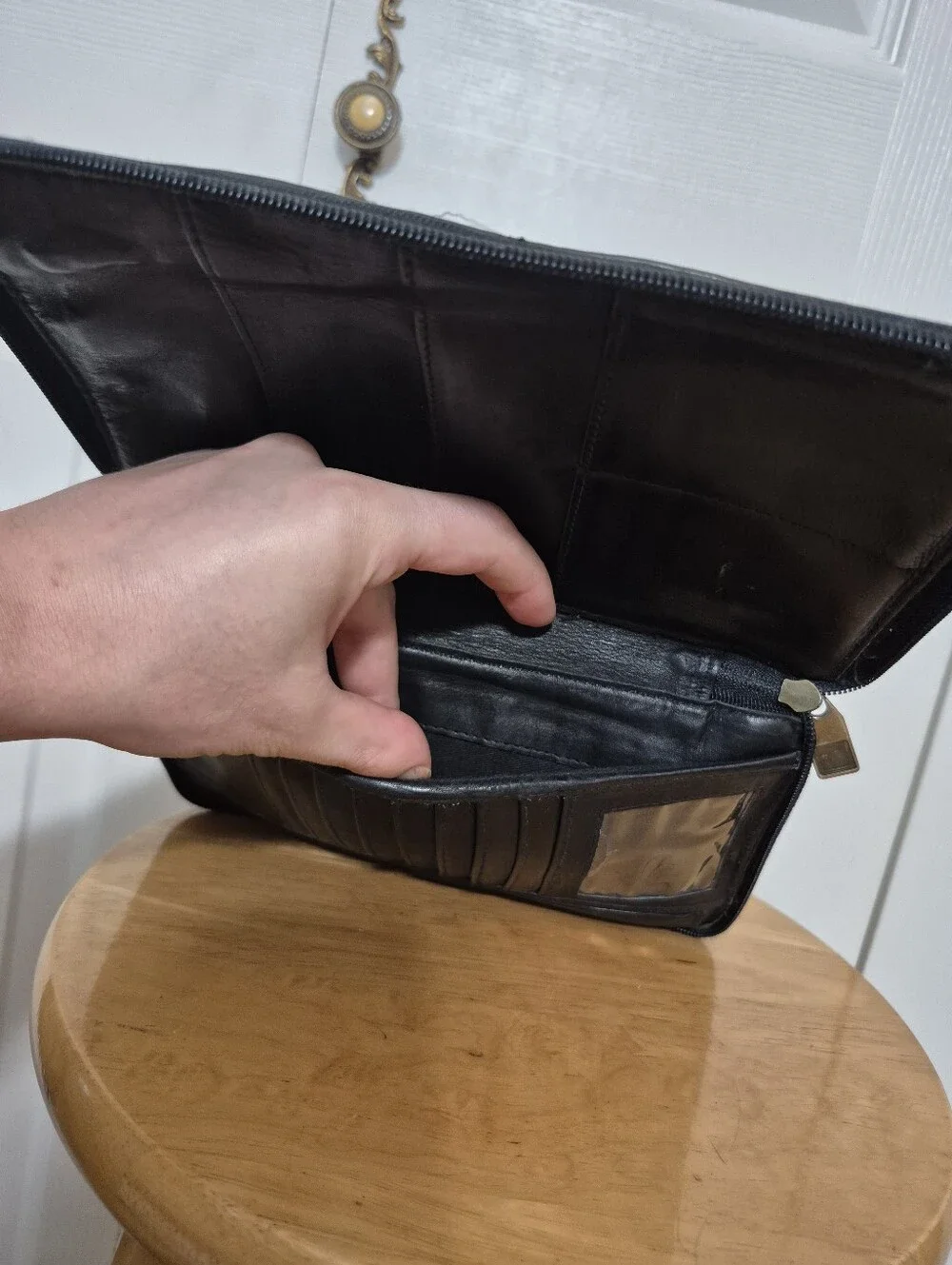 Wilsons Black Leather Organizer Bag